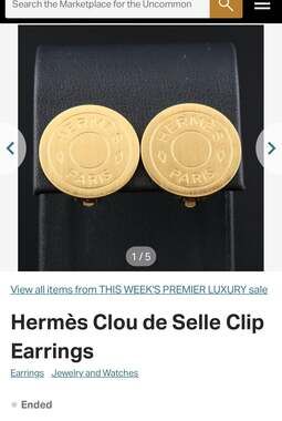 Hermès Clou de Selle Bijouterie Fantaisie Gold-Plated Clip-On Earrings